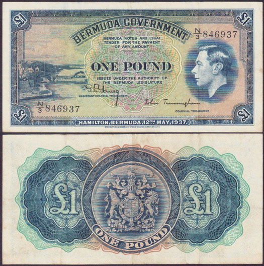 1937 Bermuda 1 Pound (gVF)